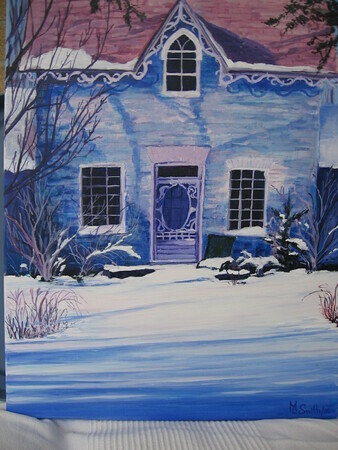 Blue House in Winter