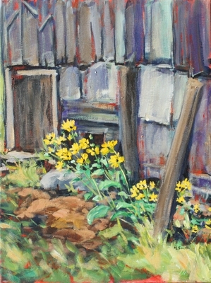 Flowers by the Barn (plein air)